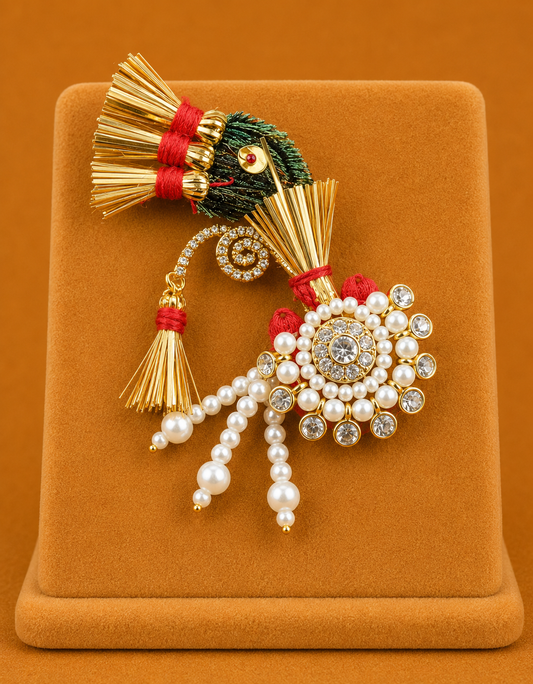 Pushp Soneri Moti Paag – Traditional Floral Shringar for Laddu Gopal