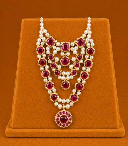 Laddu Gopal Ratna Pearl Heera Haar | 5.5cm | Traditional Shringar