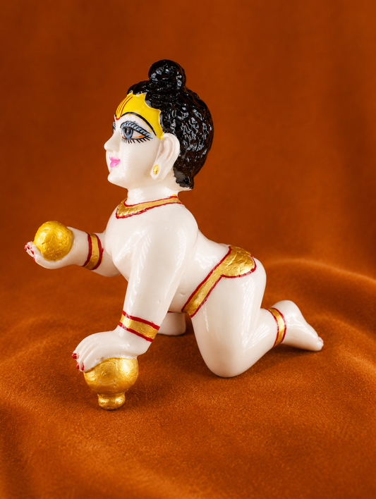 Kanha Bal Leela Swaroop Dust Marble Idol | Radha Raman Shringar