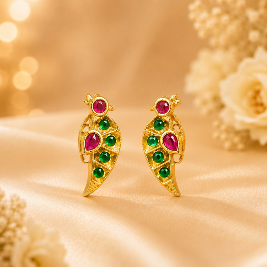 Mayur Kundan Kundal — Earrings for Thakur Ji Shringar | 2 CM