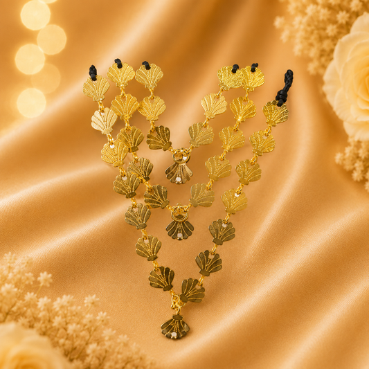 Golden Mala for Thakur Ji – Elegant Deity Necklace for Daily & Festive Shringar