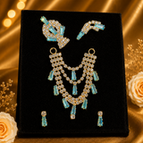 Premium AD Stone Shringar Set for Thakur Ji – Mukut, Mala & Kundal Combo | American Diamond Deity Jewellery