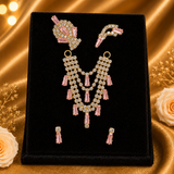 Premium AD Stone Shringar Set for Thakur Ji – Mukut, Mala & Kundal Combo | American Diamond Deity Jewellery