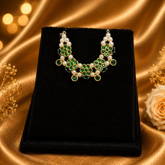 Shyam Pushp Pearl Kanthi for Thakurji (2.5 CM) | Floral Kundan Pearl Shringar Necklace