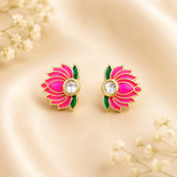 Kamal Madhuri Kundal for Laddu Gopal Ji | Lotus Design Stone Stud Earrings | 1 CM