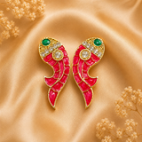 Rakt Ambi Ratna Kundal for Laddu Gopal Ji | Paisley Design Stone Earrings | 2.5 CM Height