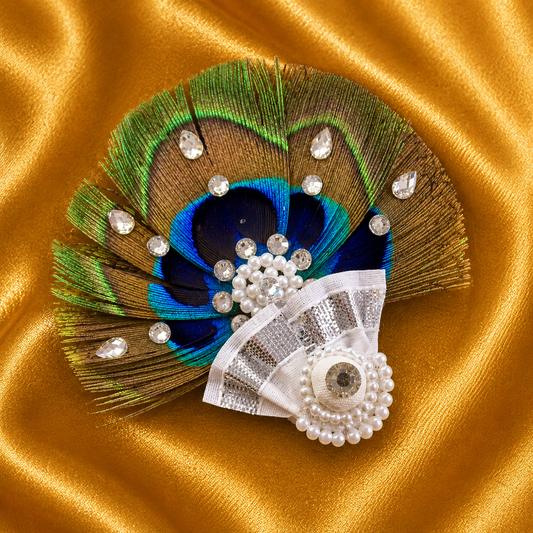Mor Pankh Shveta Rajat Shringar Paag | Laddu Gopal Mastak Shringar | Radha Raman Sringar | 7 CM
