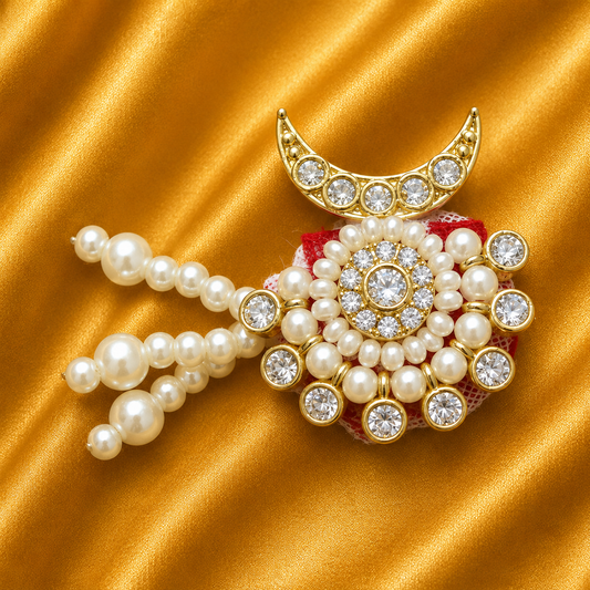 Chandrika Moti Paag – Moon-Inspired Pearl Mukut for Laddu Gopal