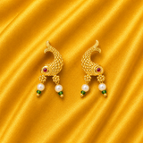 Matsyakrit Kundan Kundal — Fish Shape Earrings for Thakur Ji Shringar | 1.5 CM
