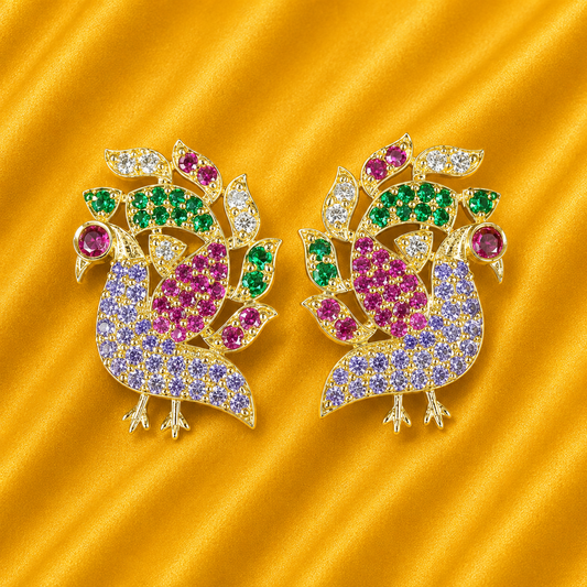 Jadau Mayurakrit Kundal | Radha Raman Shringar | 3 cm