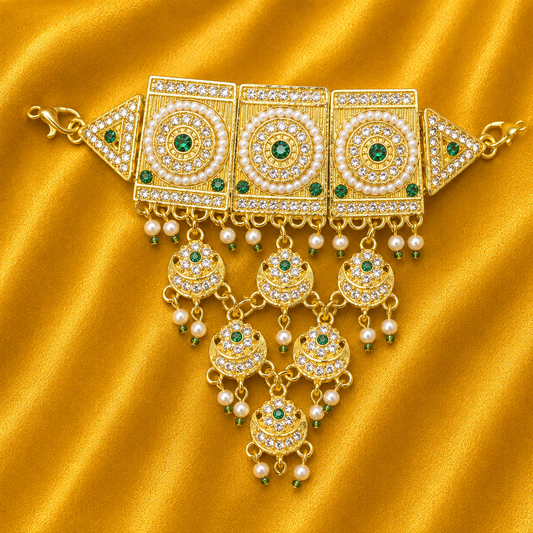Trikhanda Chandra Kundan Haar for Thakur Ji Shringar | 8 Cm Height | 9 cm Width
