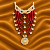 Premium Crystal Moti with AD Mala for Thakur Ji | Elegant Thakur Ji Shringar | 6 CM Height