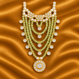 Premium Crystal Moti with AD Mala for Thakur Ji | Elegant Thakur Ji Shringar | 6 CM Height