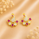 Rajsi Mayur Ratna Kundal for Laddu Gopal Ji | Peacock Design Stone Earrings | 1.5 CM