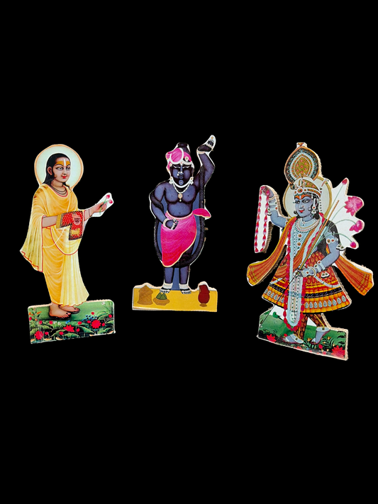 MDF Shreenath Ji, Yamuna Ji & Mahaprabhu Ji Cutout — Divine Decorative Cutout for Mandir & Seva