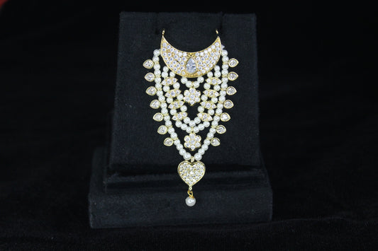 Ad Hasli With White pearls & kundan-style stones Mala For Thakur Ji 6 Cm