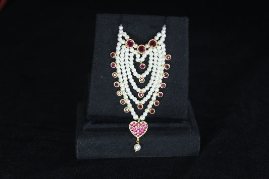 Laddu Gopal Ratna Pearl Heera Haar | 7 cm | Traditional Shringar