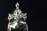 Mayur Nritya Kundan Kundal — Graceful Peacock Earrings for Thakur Ji Shringar| 1.5 Cm