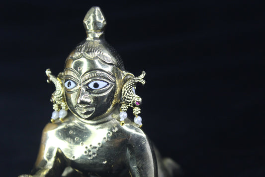 Matsyakrit Kundan Kundal — Fish Shape Earrings for Thakur Ji Shringar | 1.5 CM