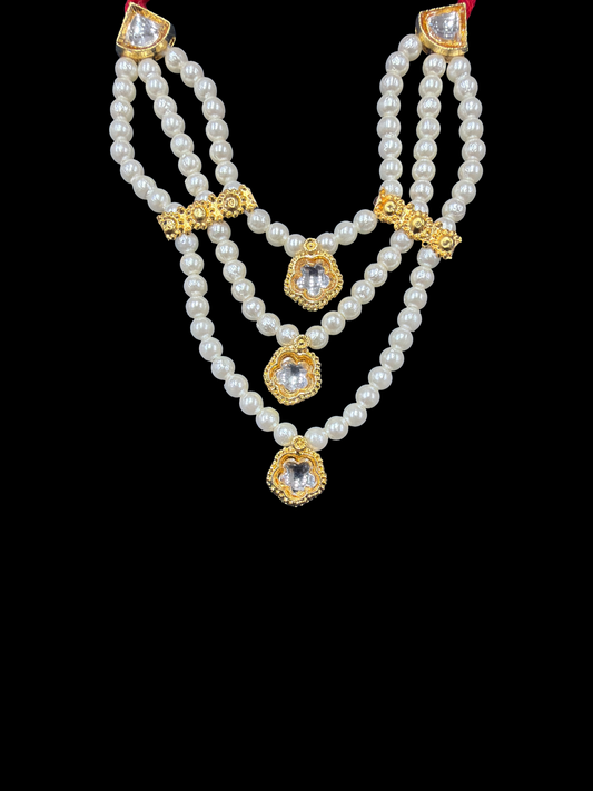 Triple Layered Moti Mala — Rajsi Pearl Haar for Thakur Ji Shringar