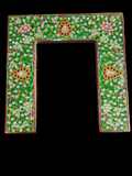Premium Meenakari Pithika for Thakur Ji – Handcrafted Darbar Frame with AD Stones & Peacock Design | 21 CM - 21 CM | BOTH SIDE USE ABLE